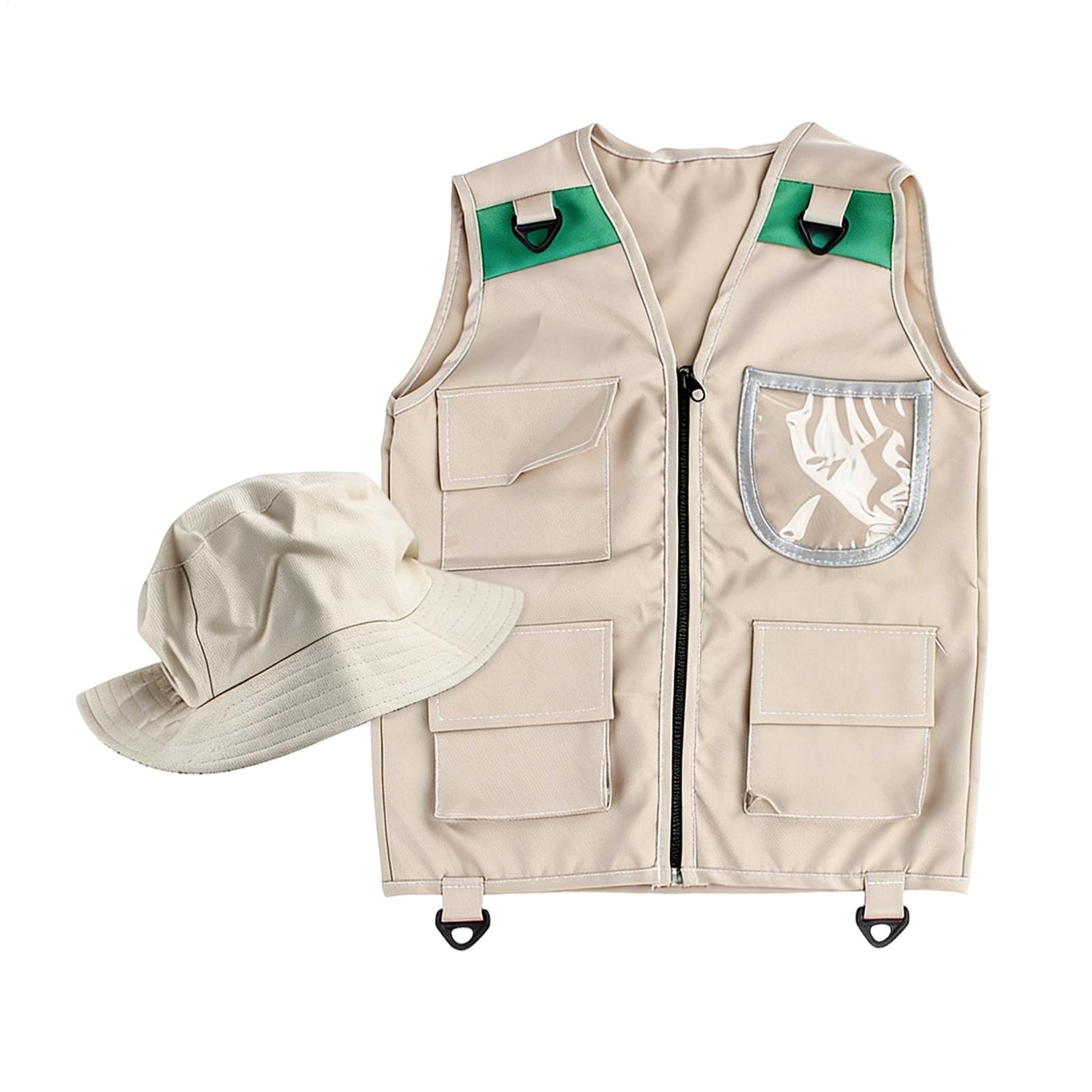 Outdoor Adventure Kit For Kids - 子供向け探検家帽子ベスト着せ替えゲーム、カーゴデザイン、子供用アウトドア冒険キット、子供用探検ベストと帽子