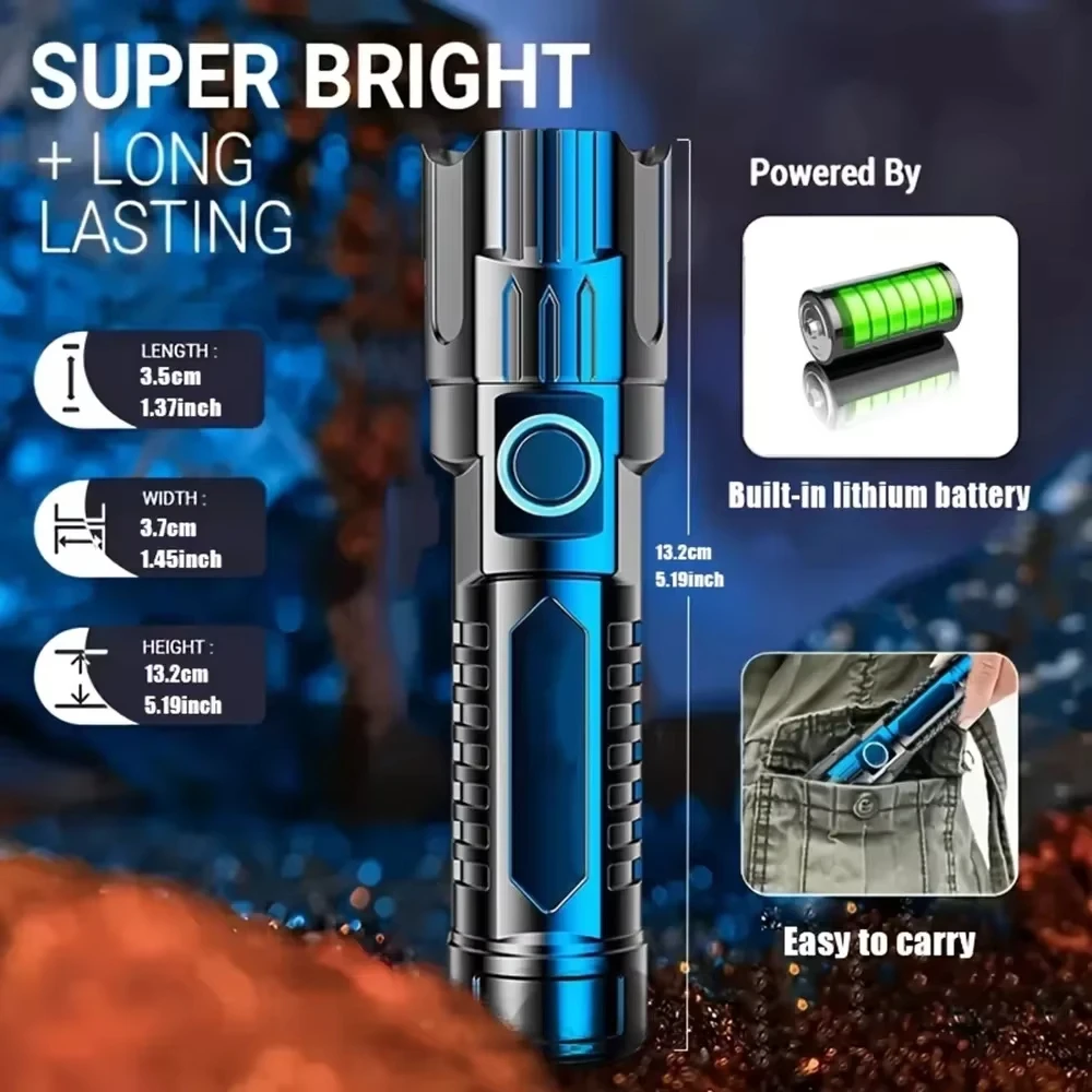 超高輝度 LED 懐中電灯 USB 充電式懐中電灯戦術的なズ - Outdoor Adventure Trips のレビューと価格