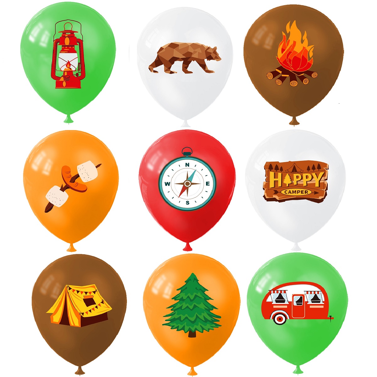 ハッピーキャンプバルーン9個、アウトドアアドベンチャーグリー - Outdoor Adventure Birthday Party のレビューと価格